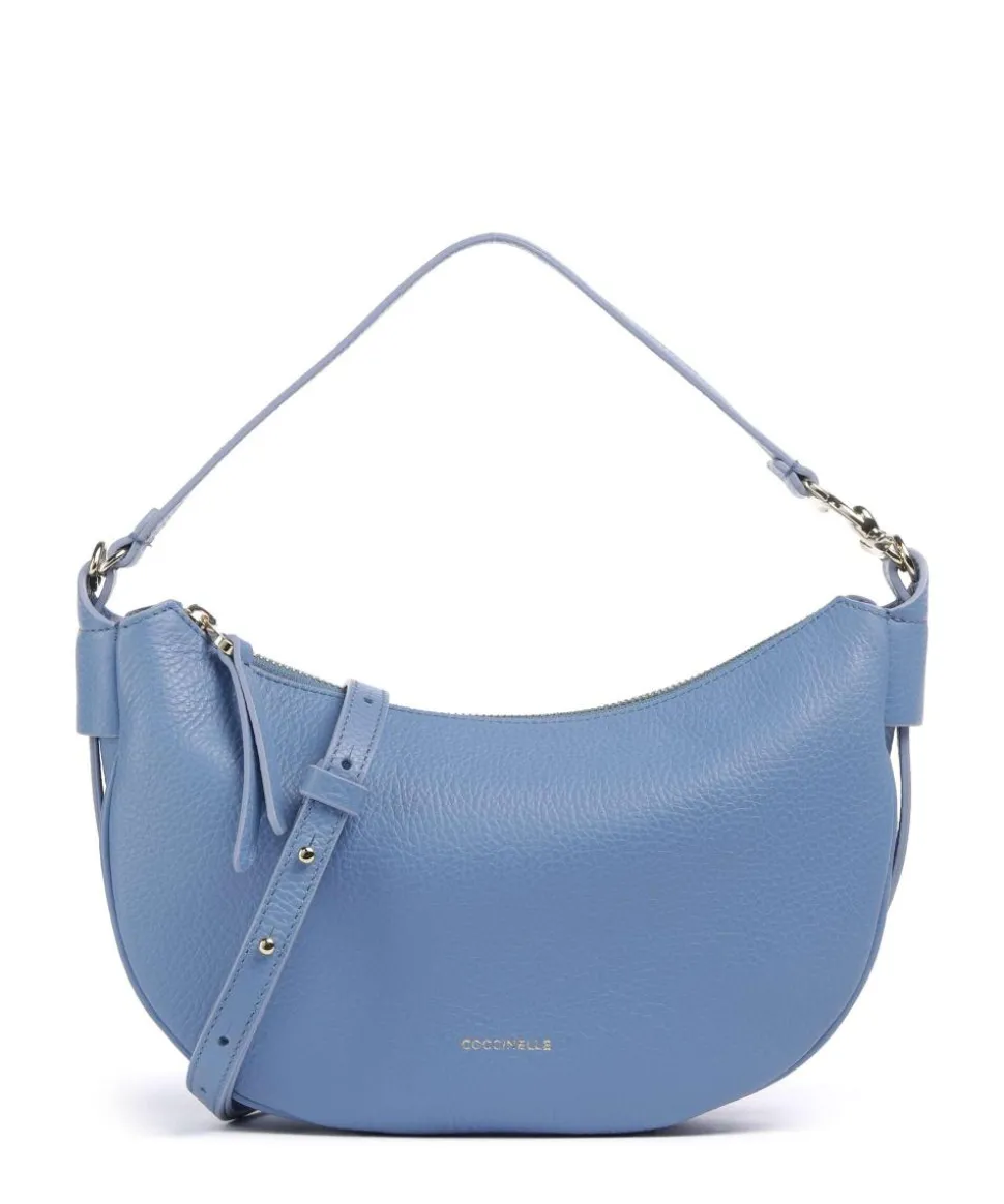 C-Easy Schultertasche genarbtes Leder blau