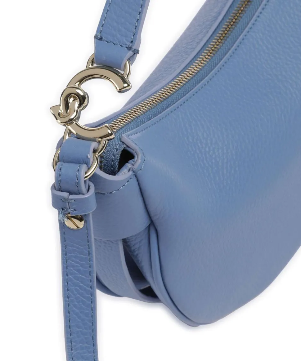 C-Easy Schultertasche genarbtes Leder blau