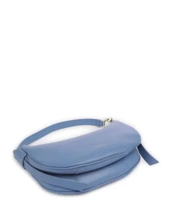 C-Easy Schultertasche genarbtes Leder blau