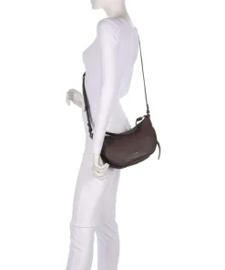 C-Easy Schultertasche genarbtes Leder dunkelbraun