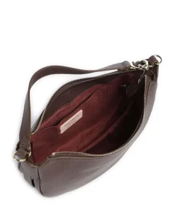 C-Easy Schultertasche genarbtes Leder dunkelbraun