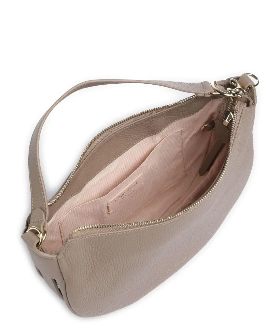 C-Easy Schultertasche genarbtes Leder taupe