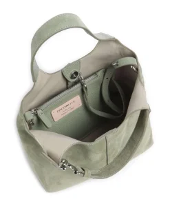 C-Easy Suede Handtasche aufgerautes Rindsleder graugrün