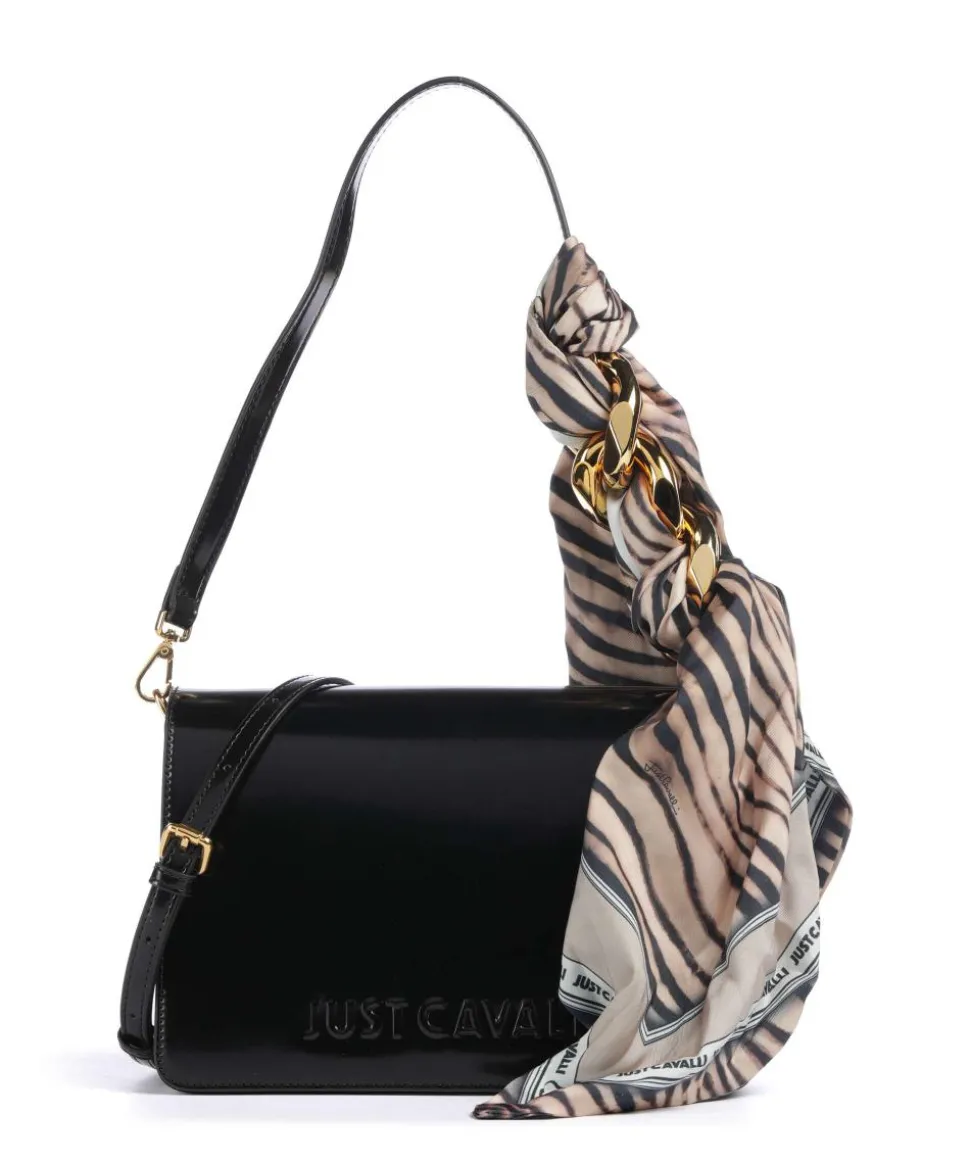 Chain Foulard Schultertasche Lederimitat schwarz