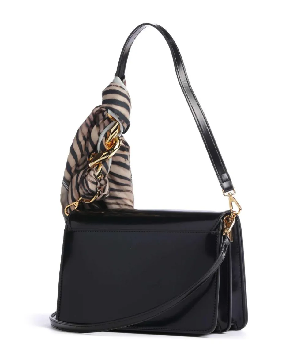 Chain Foulard Schultertasche Lederimitat schwarz