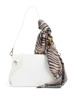 Chain Foulard Schultertasche Lederimitat weiß