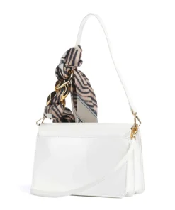 Chain Foulard Schultertasche Lederimitat weiß