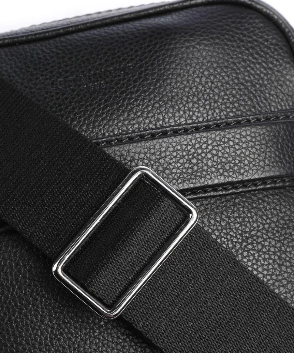 Charles Umhängetasche genarbtes Leder schwarz