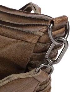 Check My Bag mini Umhängetasche genarbtes Leder olivgrün