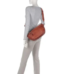 Check My Bag mini Umhängetasche genarbtes Leder terrakotta