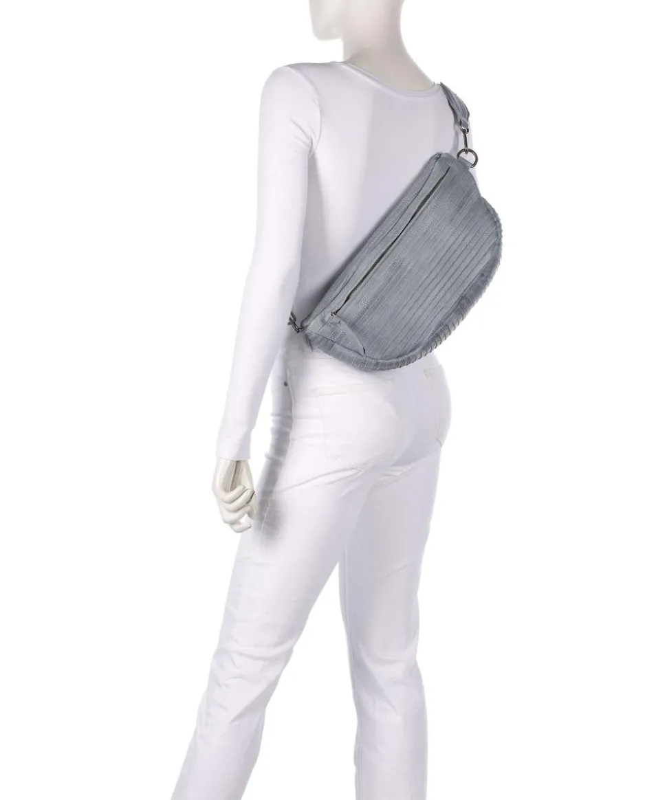 Check My Bag mini Umhängetasche genarbtes Leder hellblau