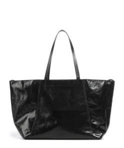 Chudy Paper Touch Crinkle L Shopper fein genarbtes Kalbsleder schwarz