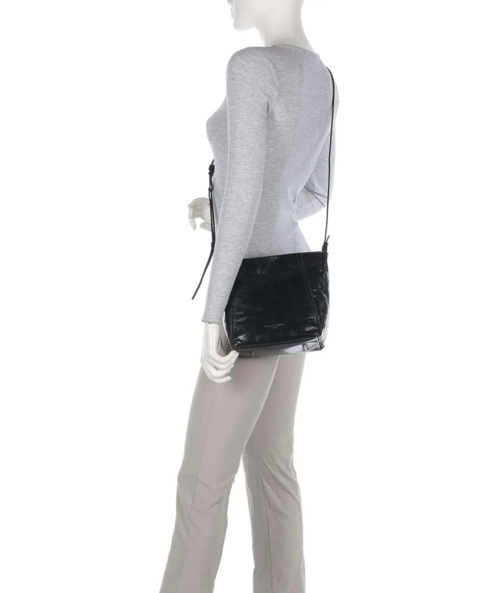 Chudy Paper Touch Crinkle S Umhängetasche Nappa Kalbsleder schwarz