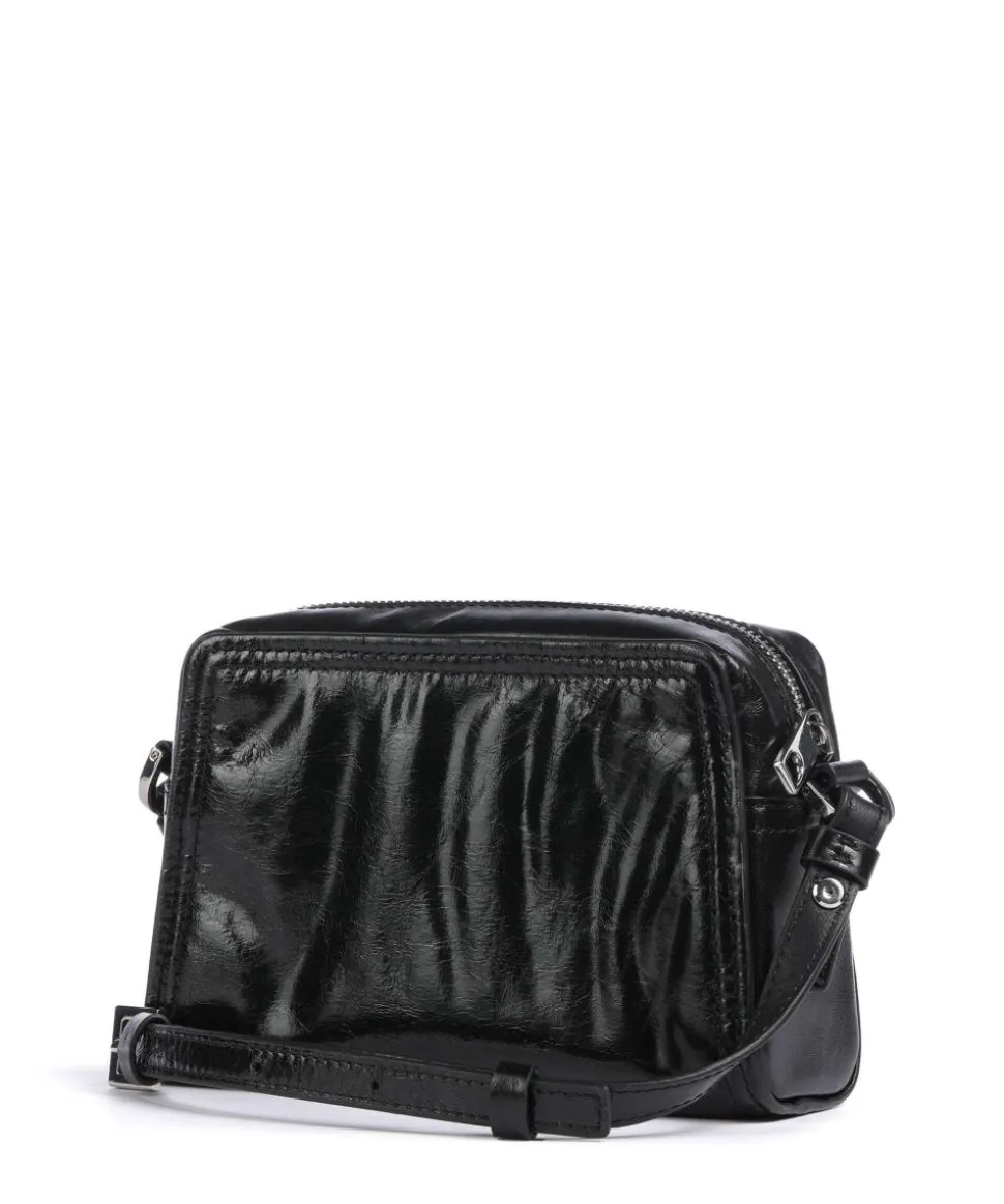 Chudy Paper Touch Crinkle S Umhängetasche Nappa Kalbsleder schwarz