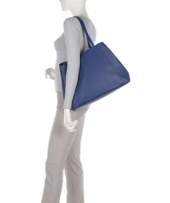 Chudy Small Pebble L Shopper genarbtes Rindsleder blau