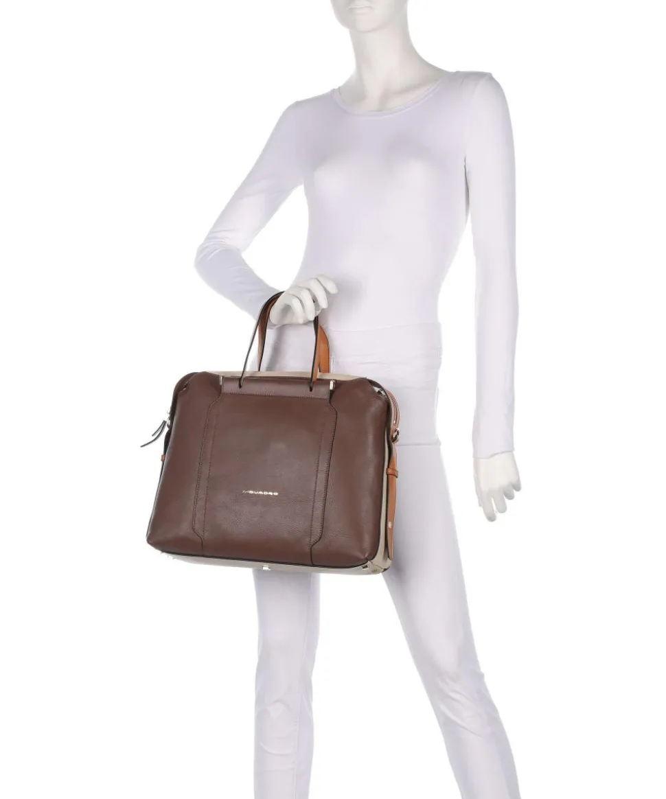 Circle Aktentasche 14″ genarbtes Leder braun/beige