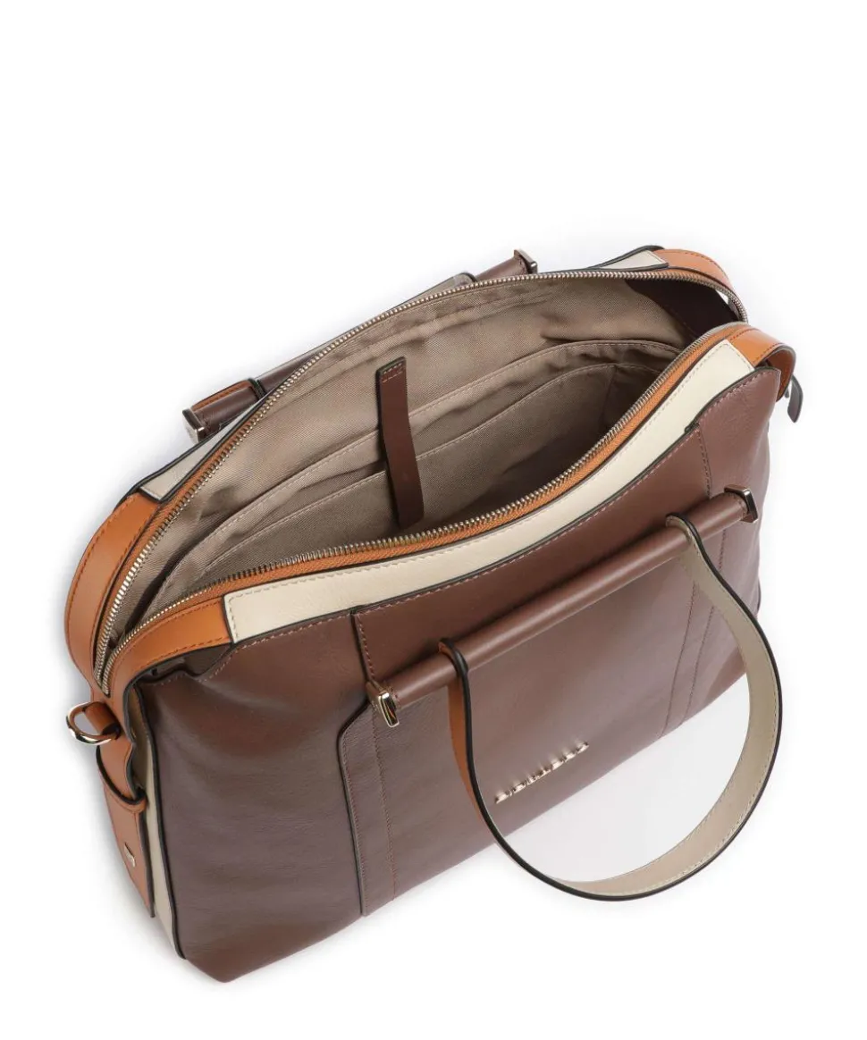 Circle Aktentasche 14″ genarbtes Leder braun/beige