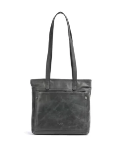 City Cowboy poly Schultertasche fein genarbtes Leder anthrazit