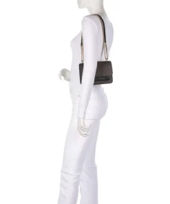 Claire Small Schultertasche Lederimitat dunkelbraun