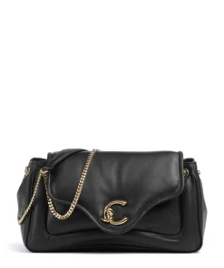 C-Me Fluffy Schultertasche fein genarbtes Rindsleder schwarz