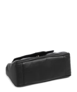 C-Me Fluffy Schultertasche fein genarbtes Rindsleder schwarz