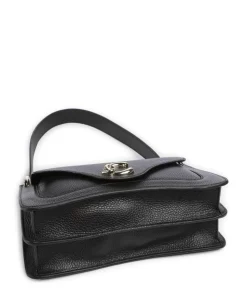 C-Me Schultertasche genarbtes Leder schwarz