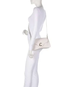 C-Me Schultertasche genarbtes Leder weiß