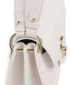 C-Me Schultertasche genarbtes Leder weiß