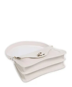 C-Me Schultertasche genarbtes Leder weiß