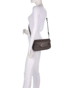 C-Me Umhängetasche genarbtes Rindsleder dunkelbraun