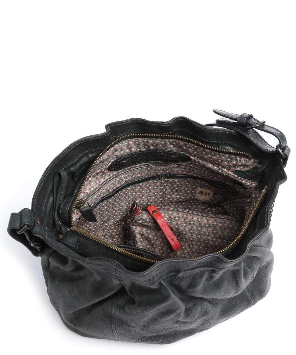 Coffee Klatsch Hannah Schultertasche genarbtes Leder dunkelgrün