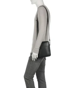 Comet Umhängetasche fein genarbtes Rindsleder schwarz