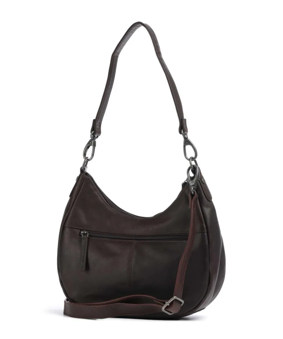 Cow Wax Pull Up Alexandria Schultertasche Pull-Up Rindsleder dunkelbraun