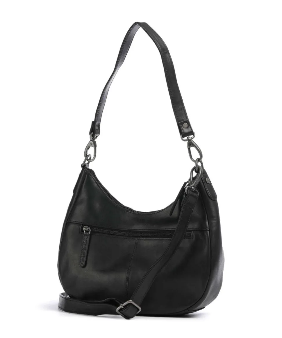 Cow Wax Pull Up Alexandria Schultertasche Pull-Up Rindsleder schwarz