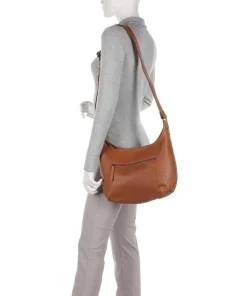 Cow Wax Pull Up Arlette Beuteltasche fein genarbtes Leder cognac