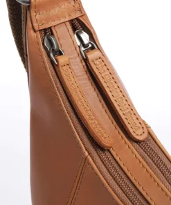 Cow Wax Pull Up Arlette Beuteltasche fein genarbtes Leder cognac