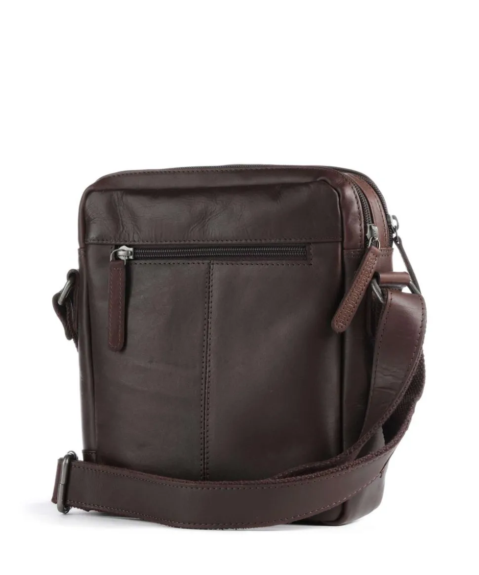 Cow Wax Pull Up Arnhem Umhängetasche fein genarbtes Leder dunkelbraun