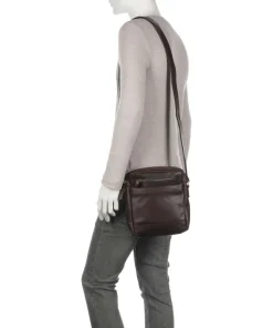 Cow Wax Pull Up Arnhem Umhängetasche fein genarbtes Leder dunkelbraun