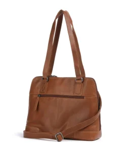 Cow Wax Pull Up Belgrado Schultertasche Rindsleder cognac