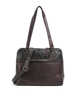 Cow Wax Pull Up Belgrado Schultertasche Rindsleder dunkelbraun