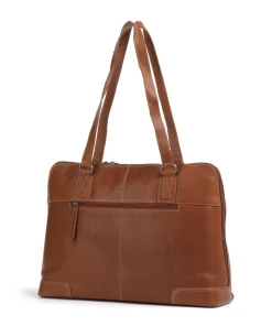 Cow Wax Pull Up Branson Schultertasche 14″ Rindsleder cognac