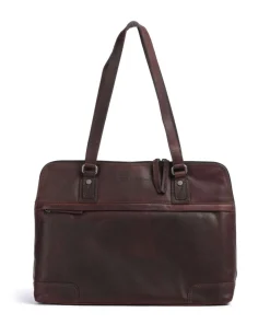 Cow Wax Pull Up Branson Schultertasche 14″ Rindsleder dunkelbraun