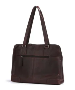 Cow Wax Pull Up Branson Schultertasche 14″ Rindsleder dunkelbraun