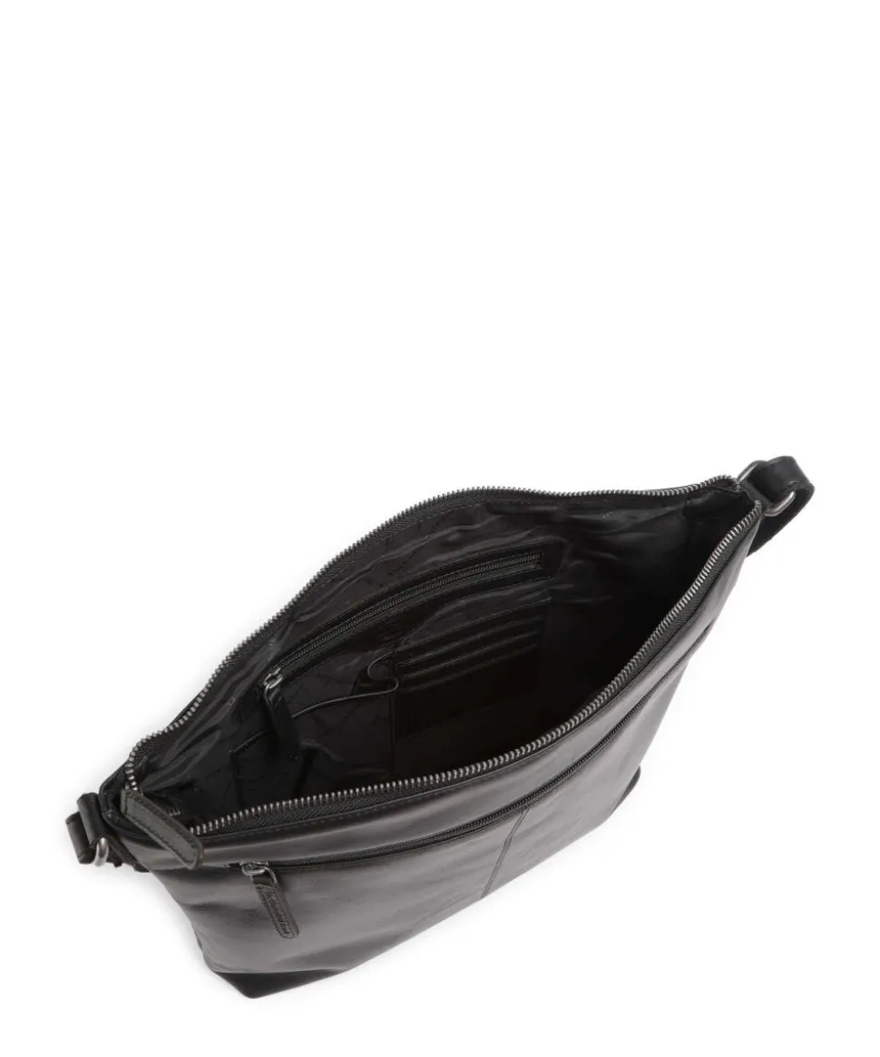 Cow Wax Pull Up Cartagena Umhängetasche Rindsleder schwarz