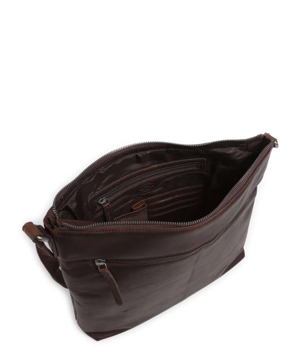 Cow Wax Pull Up Cartagena Umhängetasche Rindsleder dunkelbraun