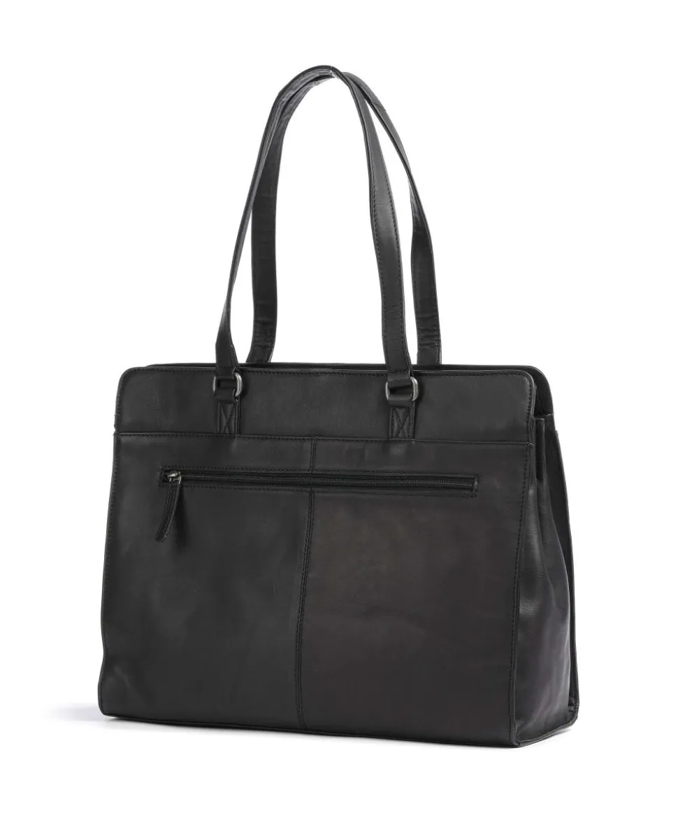 Cow Wax Pull Up Fidenza Shopper 15″ Pull-Up Rindsleder schwarz