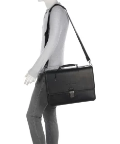 Cow Wax Pull Up Glenwood Aktentasche 17″ Rindsleder schwarz