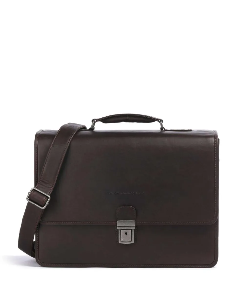 Cow Wax Pull Up Glenwood Aktentasche 17″ Rindsleder dunkelbraun