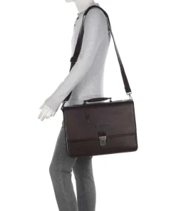 Cow Wax Pull Up Glenwood Aktentasche 17″ Rindsleder dunkelbraun