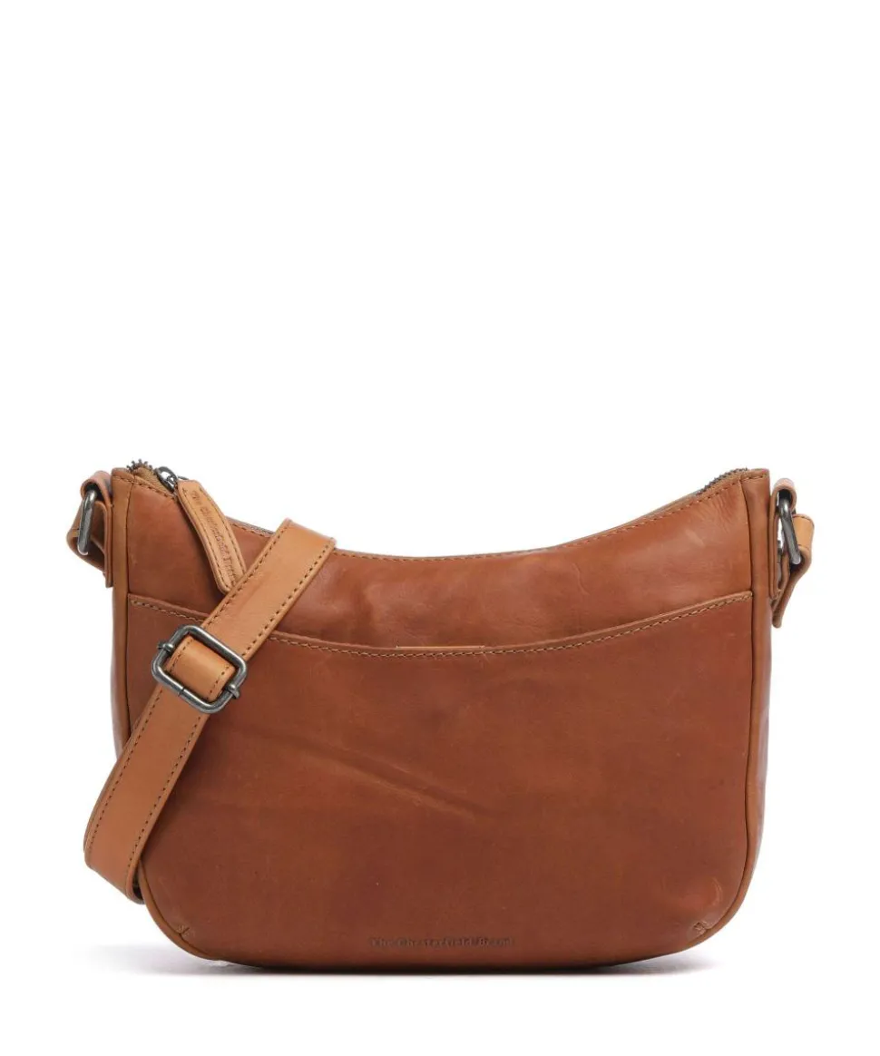 Cow Wax Pull Up Henderson Umhängetasche fein genarbtes Leder cognac